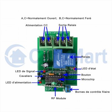 Interrupteur à Distance de Relais 12V-48V, Interrupteur de Télécommande RF  sans Fil, Portée 50M, Module de Relais à 2 Canaux, Récepteur émetteur